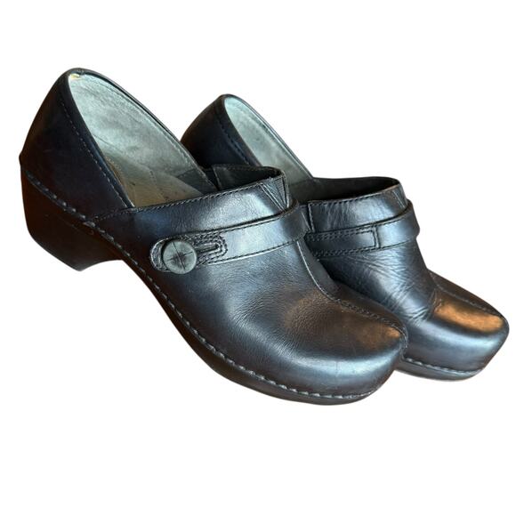 Dansko Women's Black Leather Solstice Clog Comfort Slip On - Size 39 - Picture 3 of 9